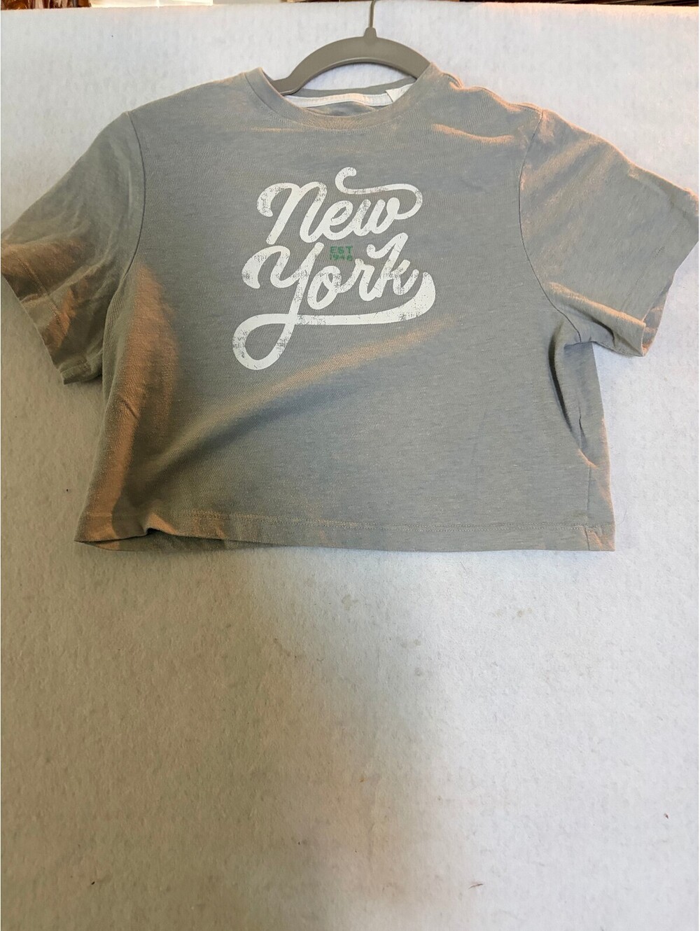 Gray Crop T-Shirt with New York Print xs
